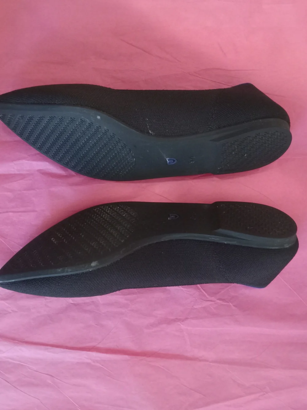 Rothy's Women's Black Pointed Flat with Blue Trim - Picture 2 of 16